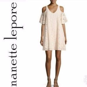 Beautiful Blush Pink Cold Shoulder Lace Dress